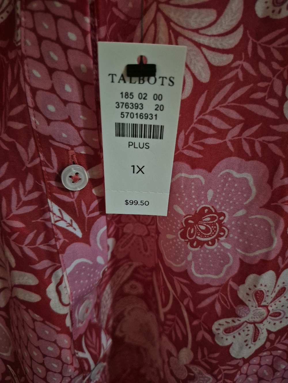 Talbots Pink & Light Pink Floral Split-Neck Blouse - Picture 6 of 7